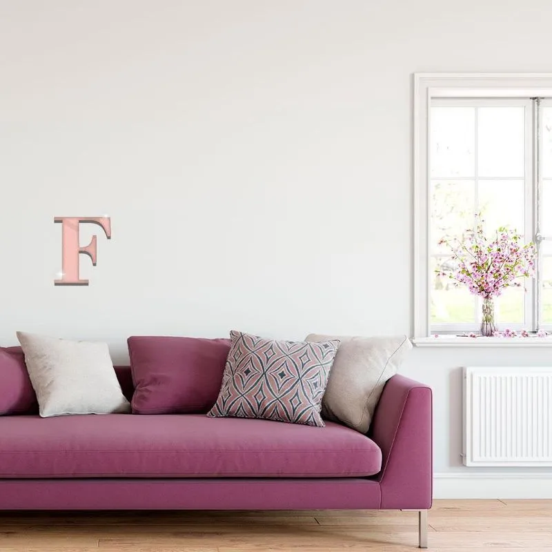 Acrílico Espelhado Decorativo Alfabeto Letra F Rose