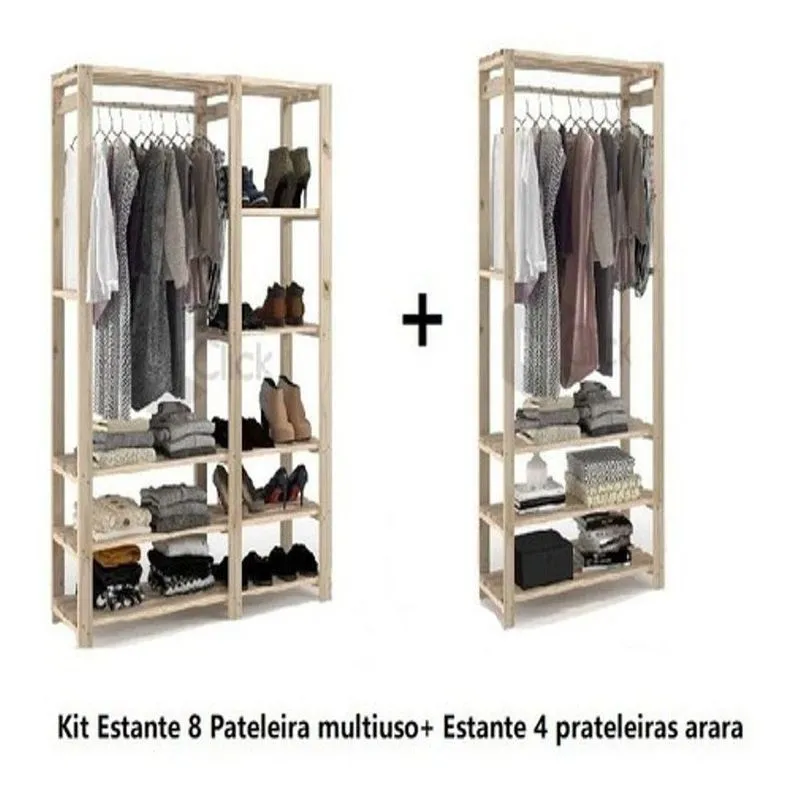 Combo De Arara + Estante Armario Multiuso Executivo