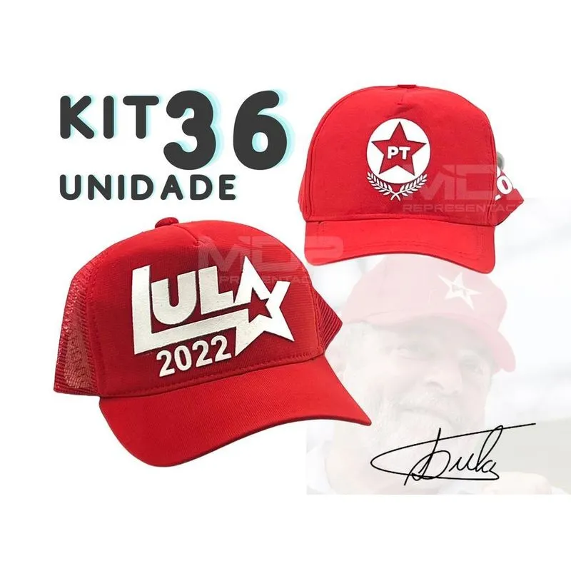 Kit 36 Bonés Lula Presidente Pt 13 Eleições 2022 Revenda