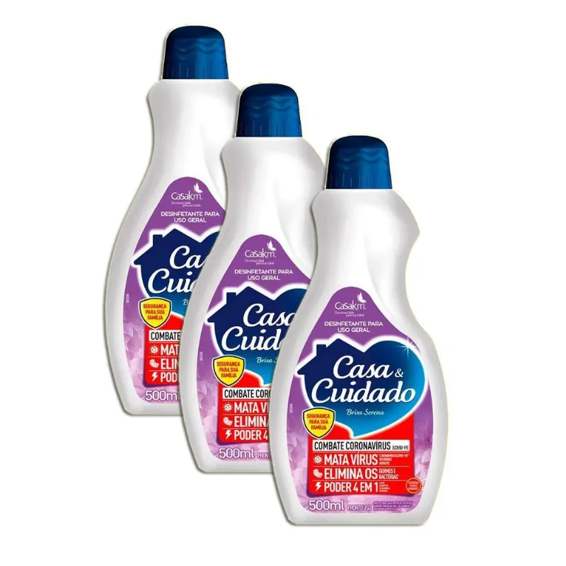Desinfetante Casa E Cuidado Km 500ml - Brisa Serena Kit 3