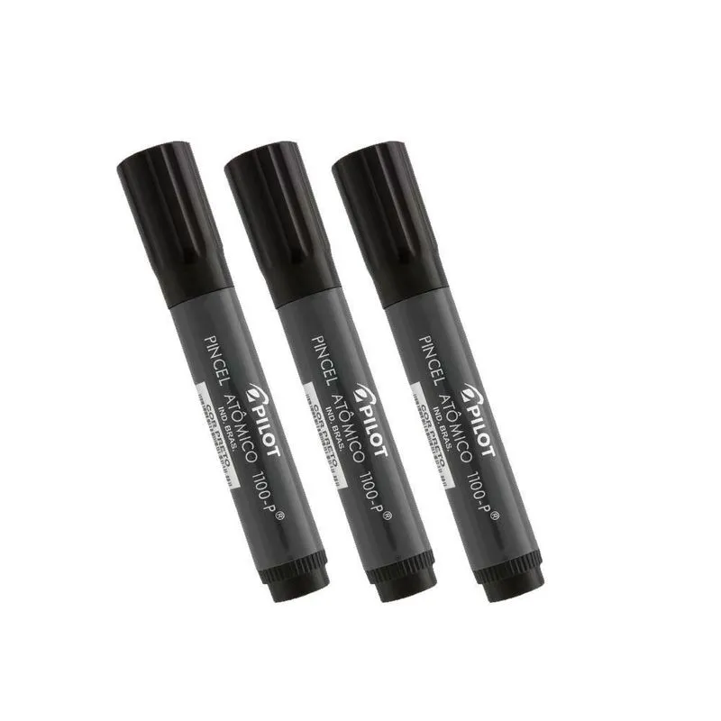 Pincel Atômico Permanente Canetão Pilot Preto Kit 3