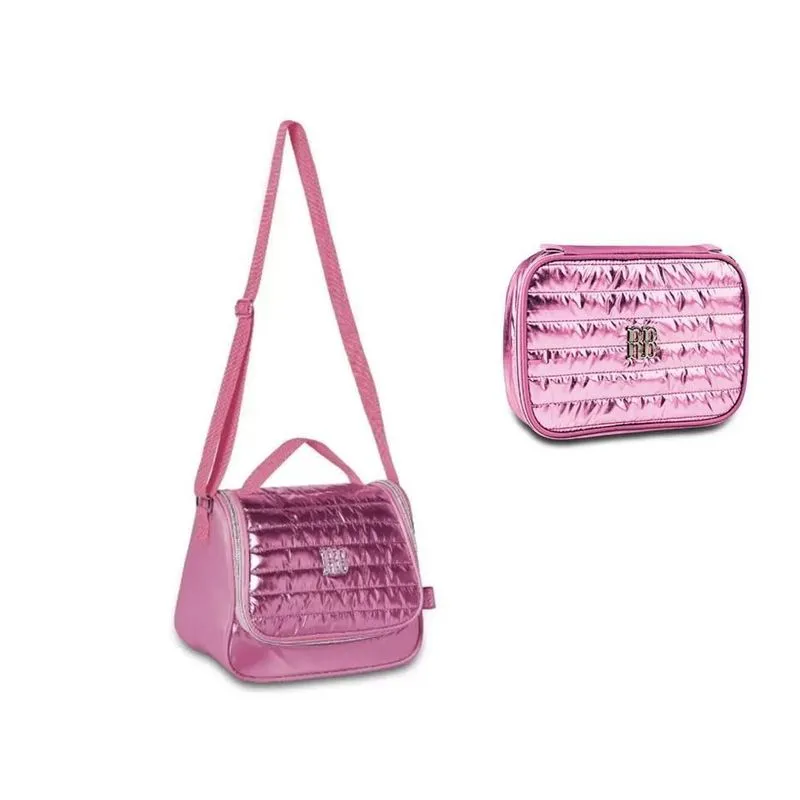 Kit Rebecca Bonbon Metálico Bolsa Lancheira Térmica + Estojo
