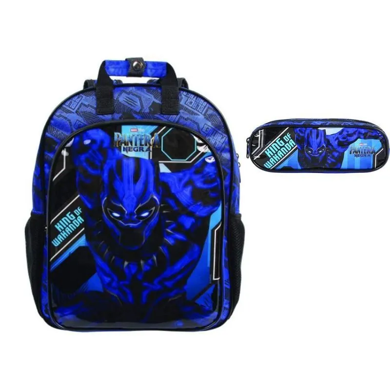 Kit Escolar Pantera Negra Mochila De Costas + Estojo Duplo