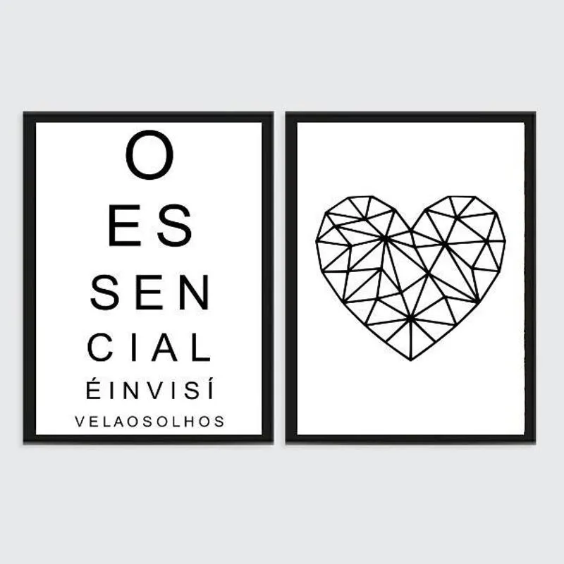 Kit 2 Quadros O Essencial É Invisível Olhos 24x18cm - Com Vidro