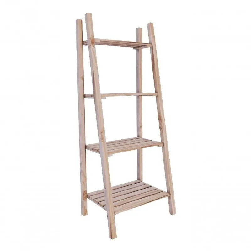 Estante Roupas Multiuso Moderna Organizar De 4 Tabuas Madeira Natural