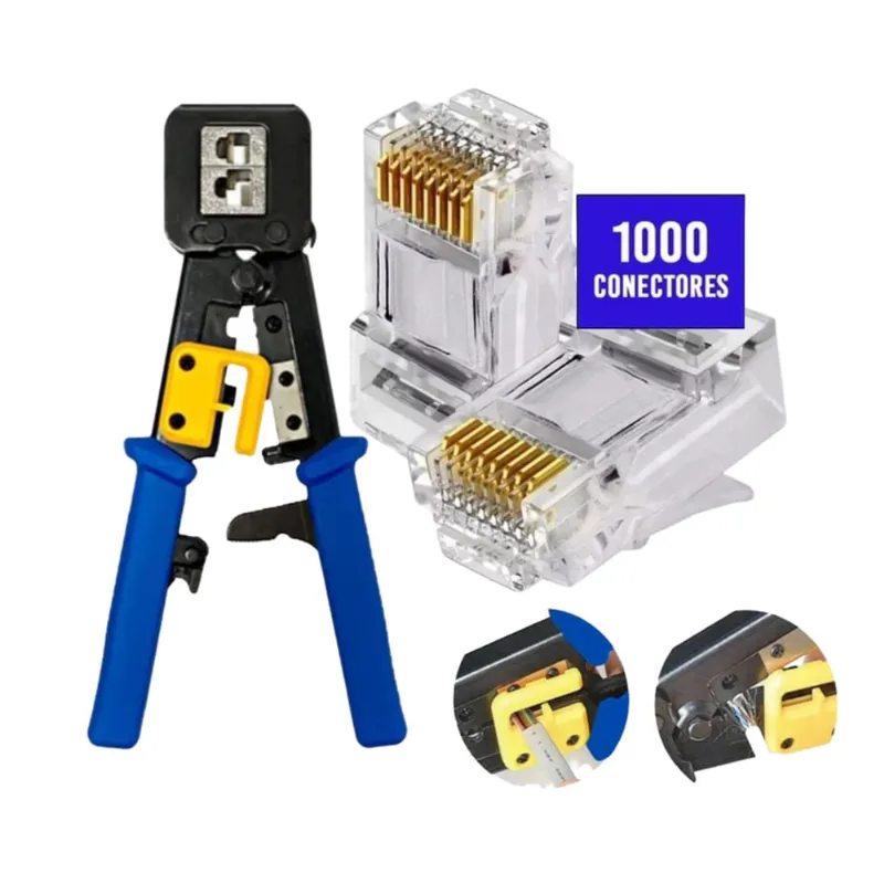 Kit c/ 1000 Conector Vazado Cat5 + Alicate RJ45 Cabo de Rede