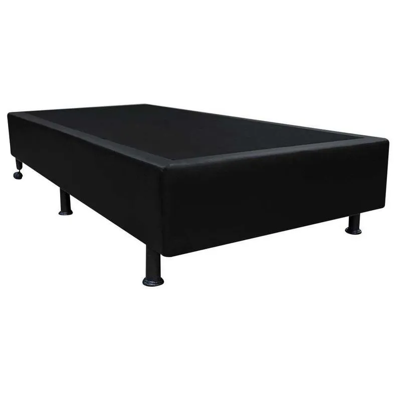 Base Box Solteiro Preto Sintético 38x88x188