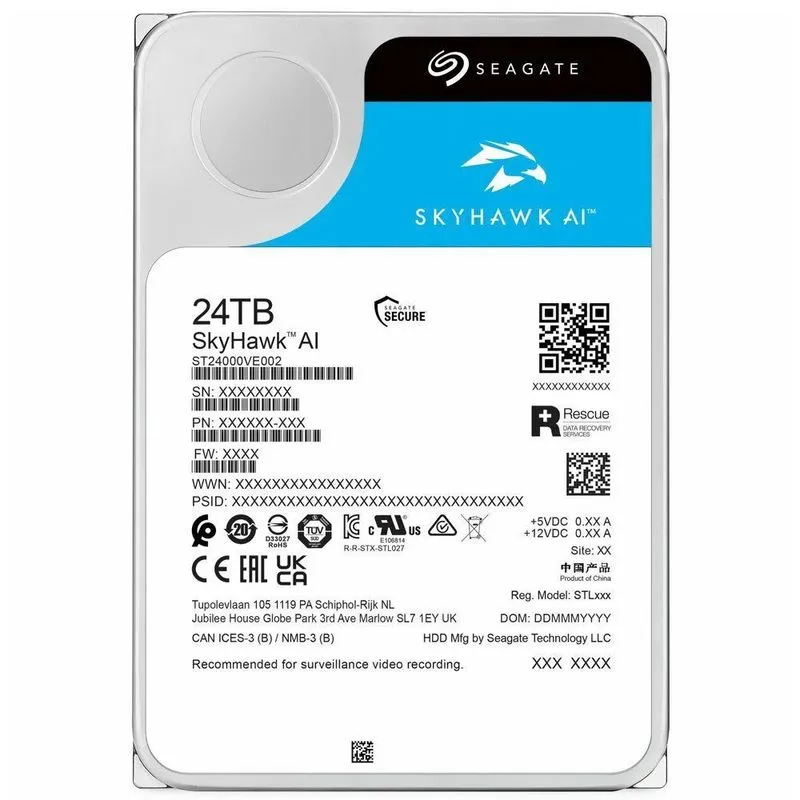 HD Seagate Skyhawk AI 24TB para Vigilância com IA 7200 RPM ST24000VE002