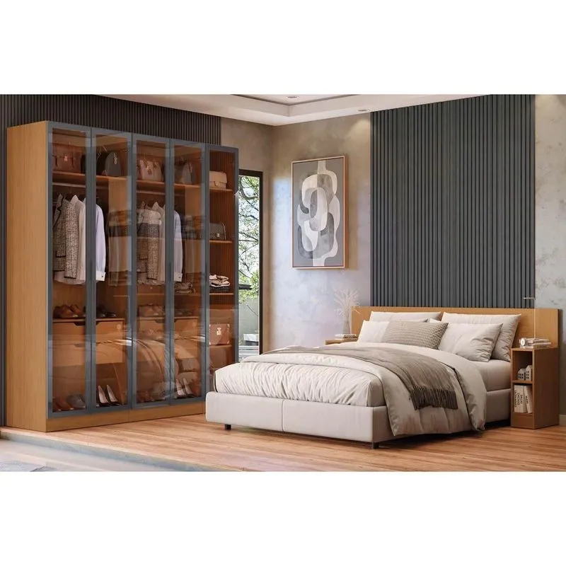 Quarto Planejado Casal Liga 6 Peças 5 Pontos QM33 Graf