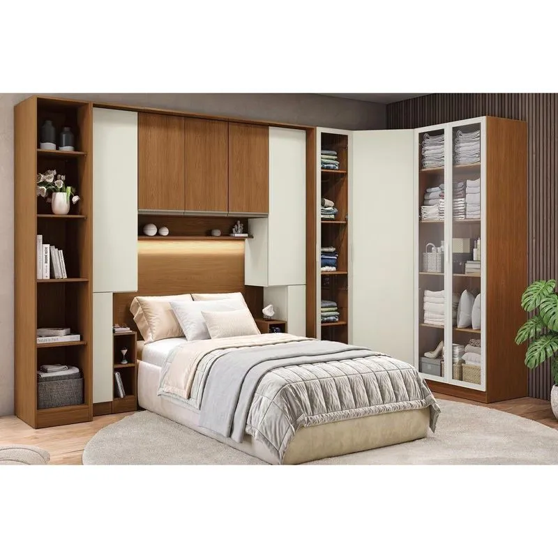 Quarto Planejado Solteiro Liga 9 Peças QM36 Off White