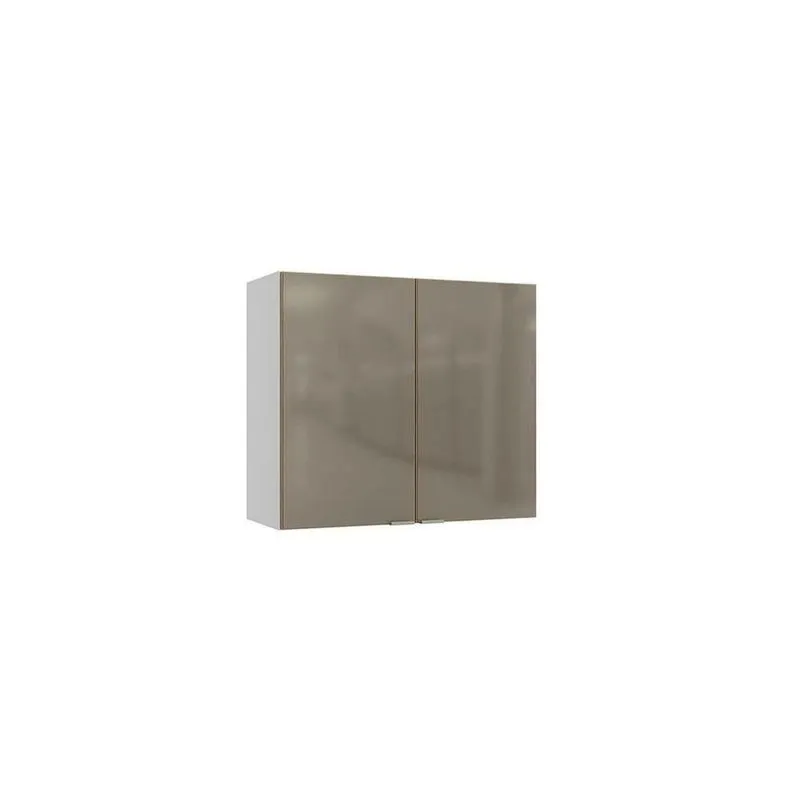 Armário Aéreo Suprema 2 Portas Branco/freijó/vidro Bronze 80cm X 34cm