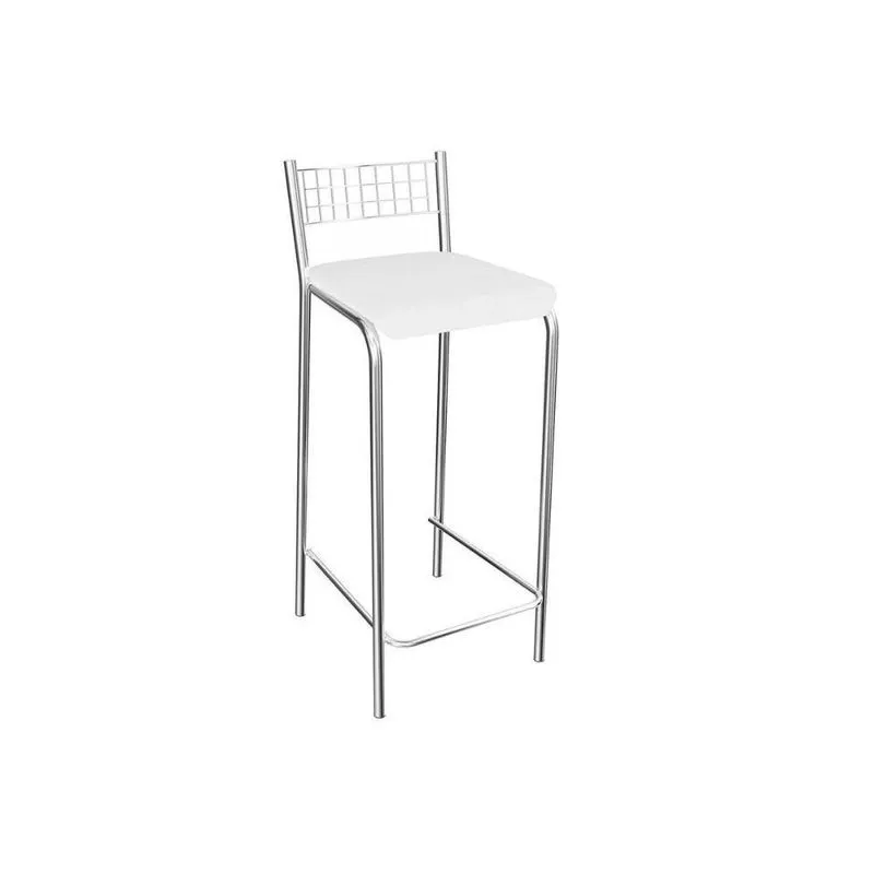 Banqueta Sala De Jantar Gênova 1B705Cr 1 Un Cromado/Courano Branco - Kappesberg