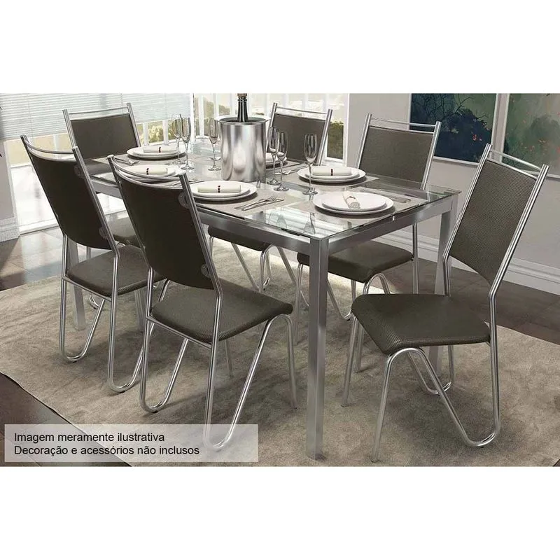 Sala de Jantar Kappesberg Reno 150cm+6 Cadeiras Coma/Marrom