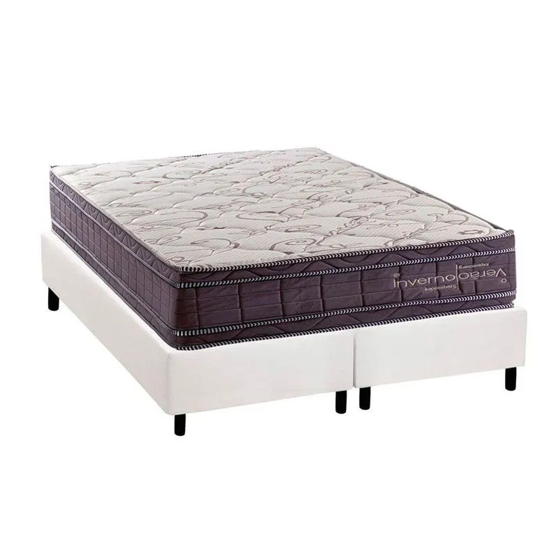 Cama Box Novo + Colchão Molas Kappesberg Ensacadas Inverno Verão + Base Crc Courano White