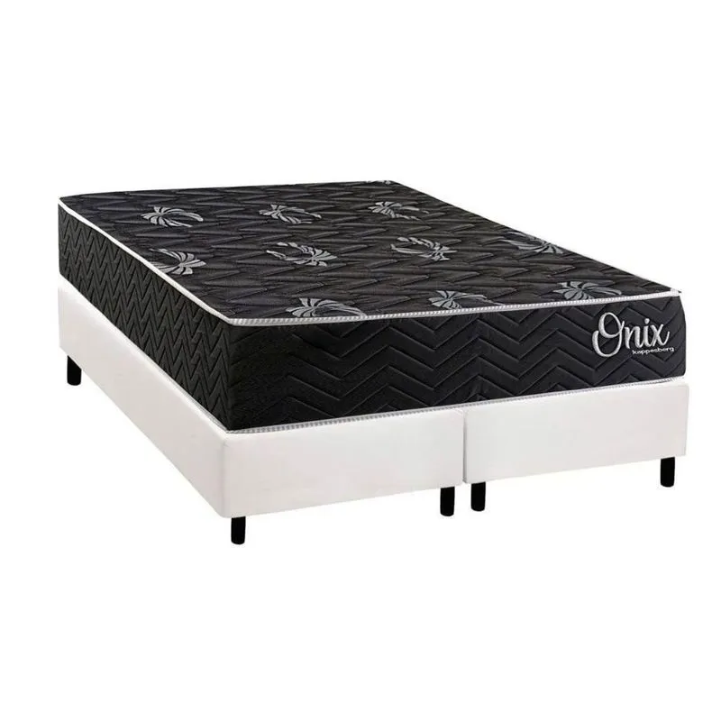 Cama Box com Colchão Queen Kappesberg D28 Onix Ortopédico Pillow Top Branco