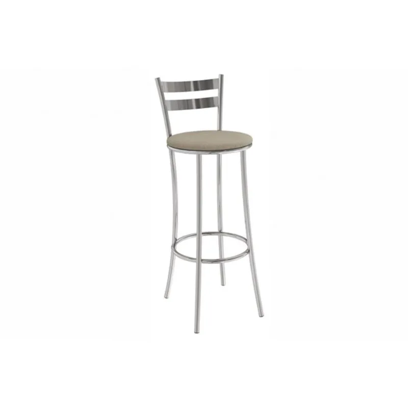 Banqueta Cozinha Kappesberg Jade 1B699CR Aço 1Un Cromado/Linho Bege Fendi