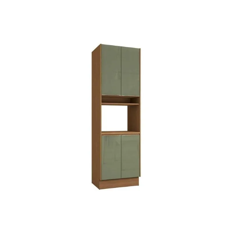 Paneleiro de Cozinha Vibra com 4 Portas 7 Prateleiras MDF-MDP TAMANHO 70CM Canela e Verde Pistache