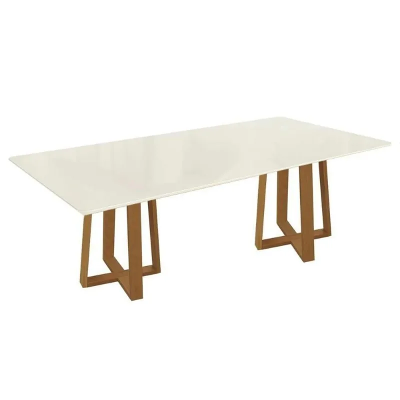 Mesa de Jantar Elma 6 Lugares Retangular Madeira Maciça 180X90CM Off White