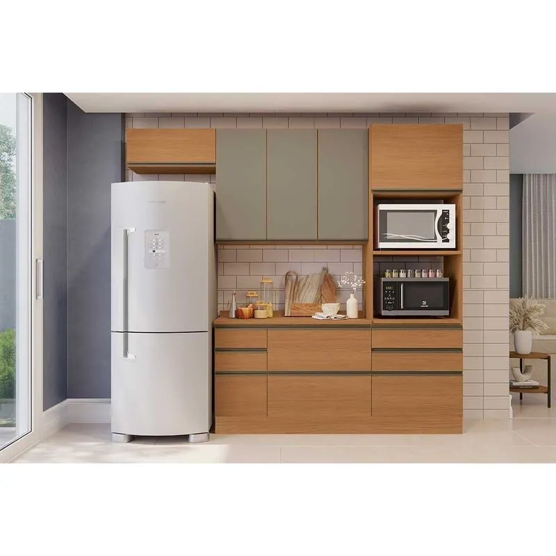 Cozinha Modulada Kappesberg Maxxi 5 Peças (2Aéreos+1Balcão+1TorreQuente+1Complemento) C5P32 Canela-Kappesberg