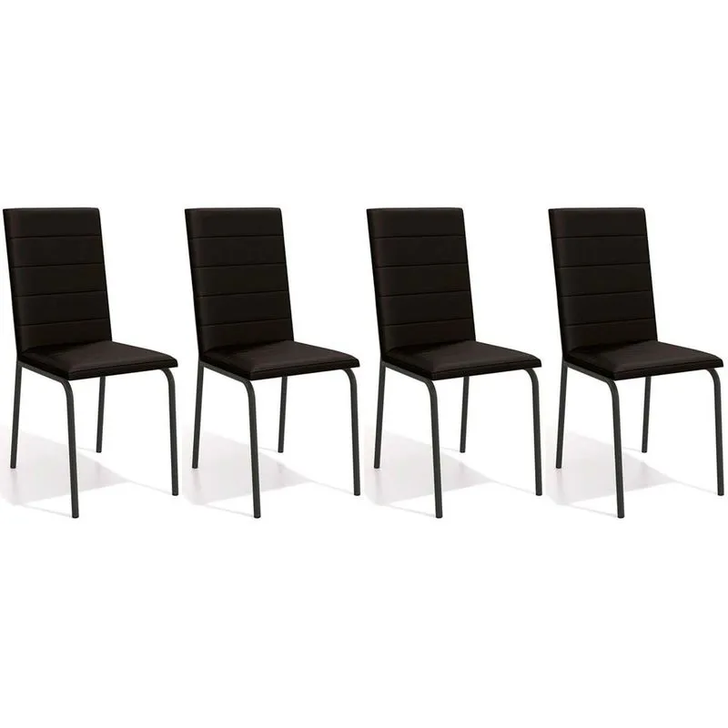 Kit 4 Cadeiras de Cozinha Amsterdã C091PRF Aço 4 Un Preto Fosco/Corano Preto 110 - Kappesberg