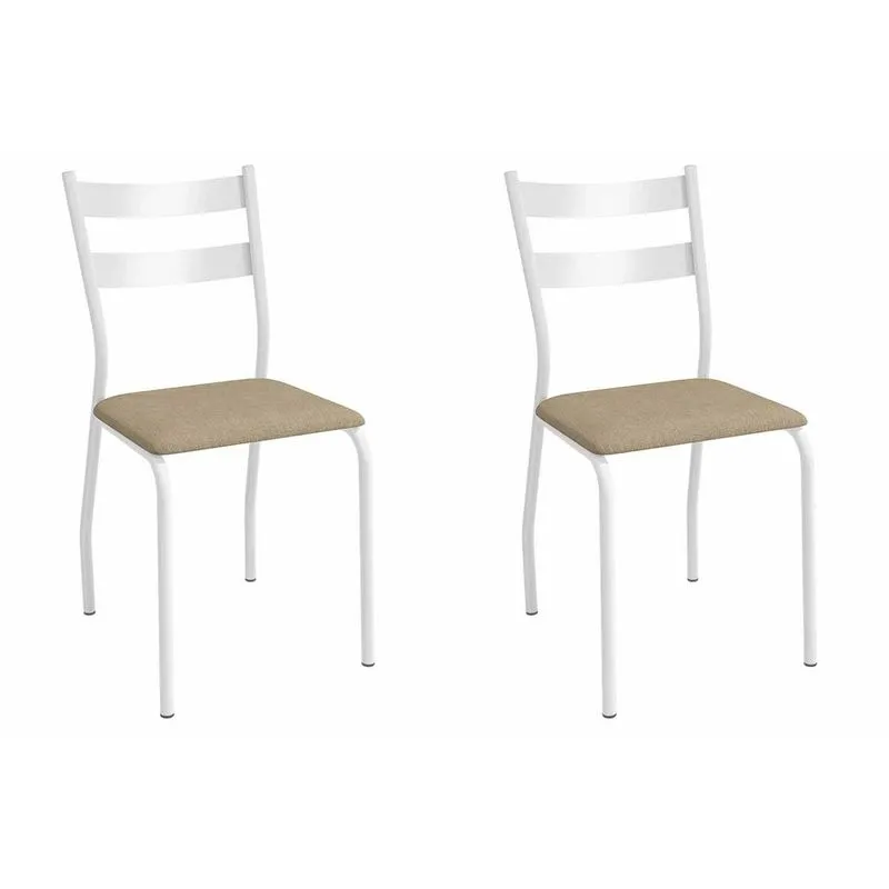 Cadeira de Cozinha Bali 2C141BR Aço Kit 2 Un Branco/Corano Capuccino - Kappesberg