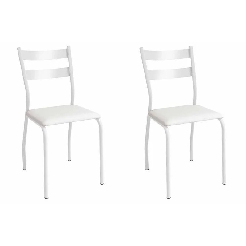 Cadeira de Cozinha Bali 2C141BR Aço Kit 2 Un Branco/Corano Branco - Kappesberg