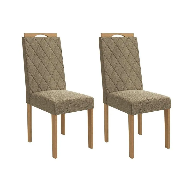 Cadeira de Cozinha Camélia 2CAD153 Madeirado Kit 2 Un Carvalho/Boucle Bege Fendi - Kappesberg