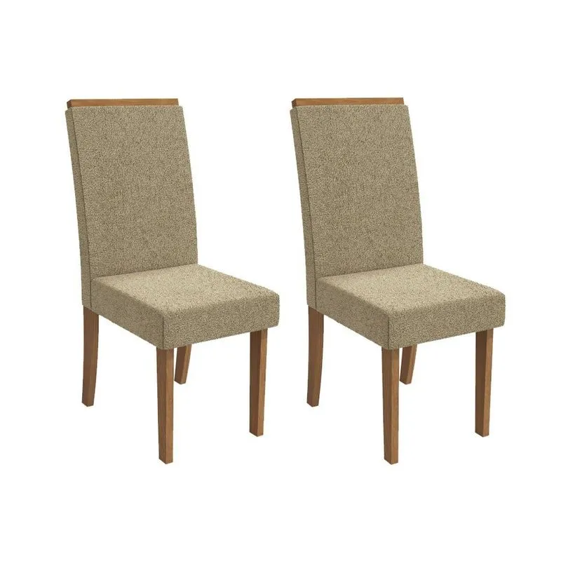 Kit 2 Cadeiras De Cozinha Íris 2cad142 Madeirado 2 Un Canela/boucle Bege - Kappesberg