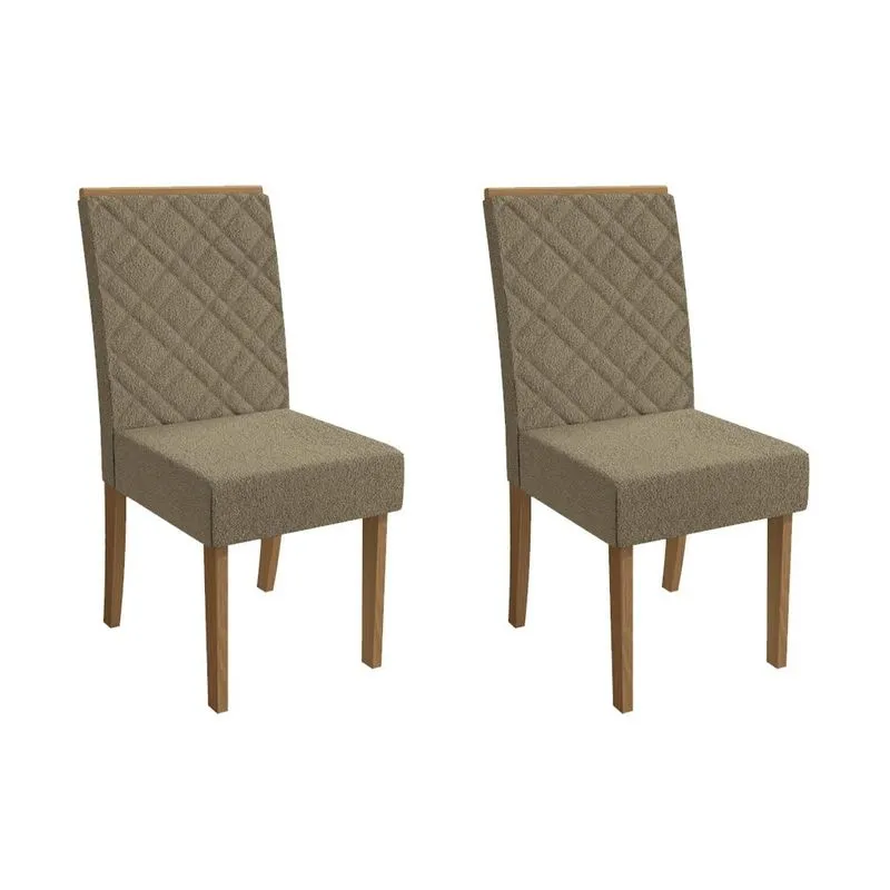 Kit 2 Cadeiras de Cozinha Gardênia 2CAD149 Madeirado 2 Un Canela/Boucle Bege Fendi - Kappesberg