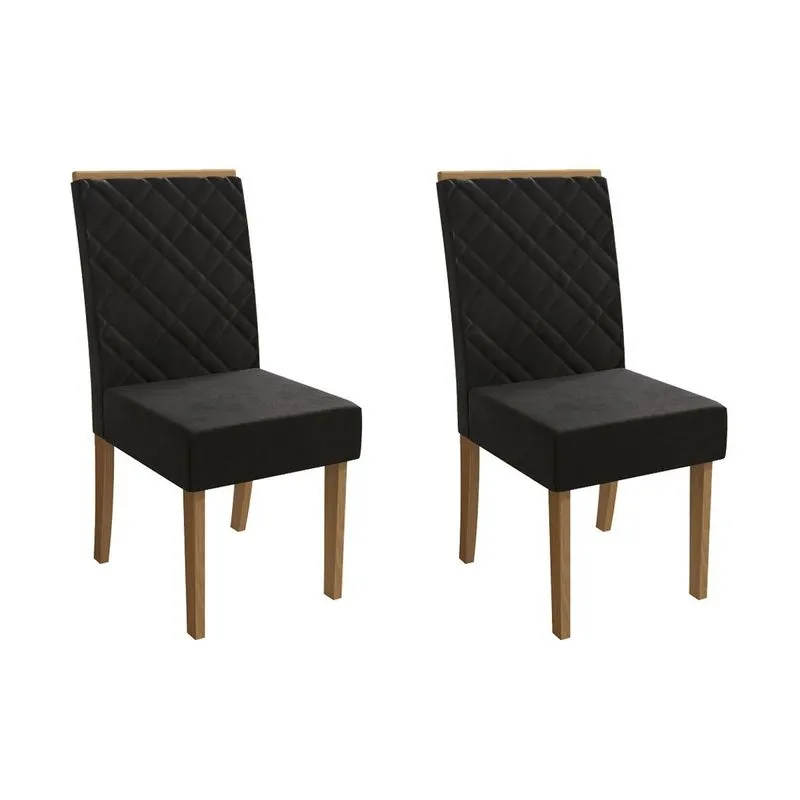 Kit 2 Cadeiras de Cozinha Gardênia 2CAD149 Madeirado 2 Un Canela/Suede Preto - Kappesberg