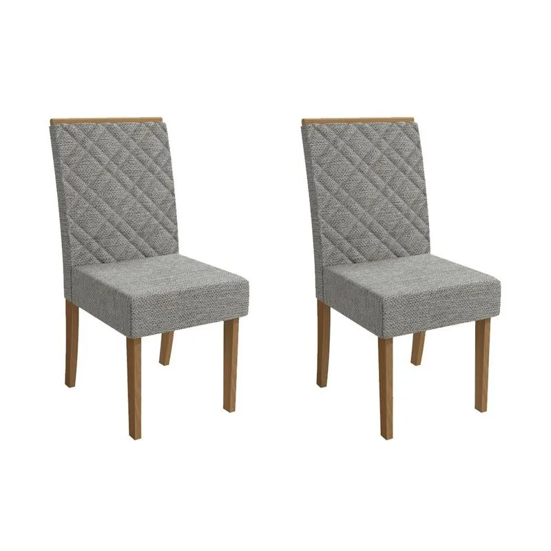 Kit 2 Cadeiras de Cozinha Gardênia 2CAD149 Madeirado 2 Un Canela/Linho Cinza - Kappesberg