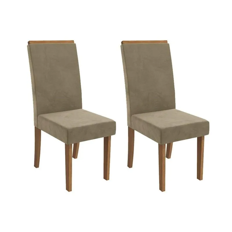 Cadeira De Cozinha Íris 2cad142 Madeirado Kit 2 Un Canela/suede Bege - Kappesberg