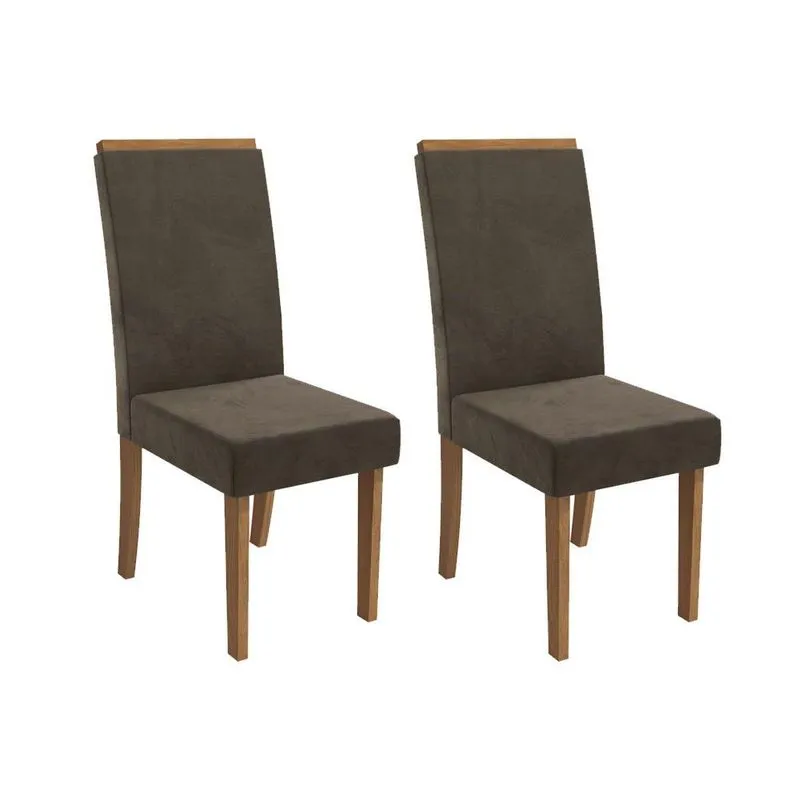 Cadeira De Cozinha Íris 2cad142 Madeirado Kit 2 Un Canela/suede Capuccino - Kappesberg