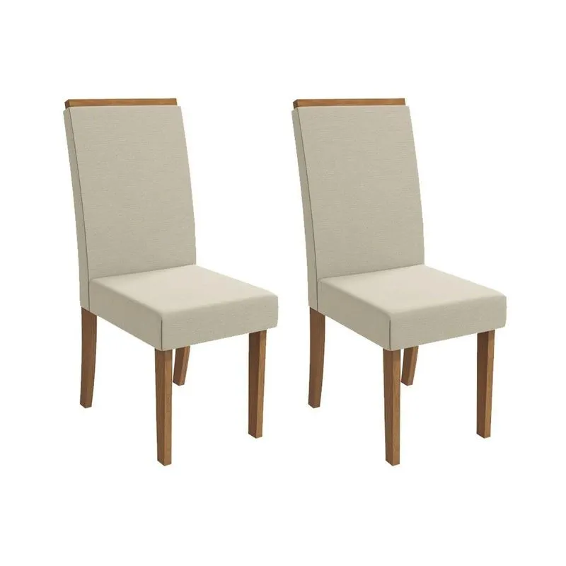 Cadeira De Cozinha Íris 2cad142 Madeirado Kit 2 Un Canela/linho Bege Argila - Kappesberg