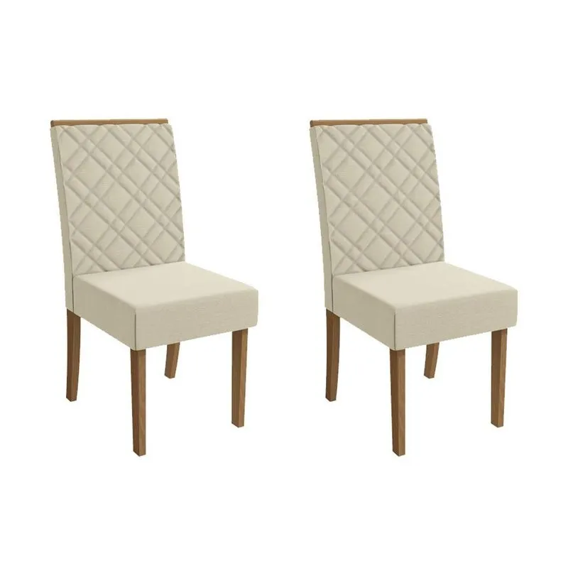 Cadeira De Cozinha Gardênia 2cad149 Madeirado Kit 2 Un Canela/linho Bege Argila - Kappesberg