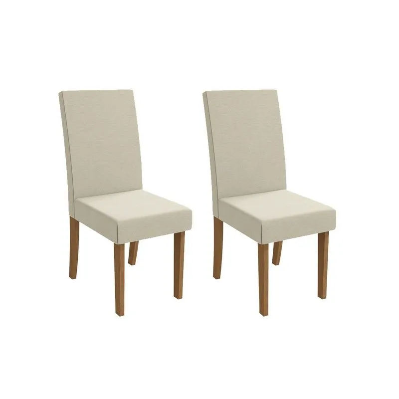 Cadeira De Cozinha Dália 2cad131 Madeirado Kit 2 Un Canela/linho Bege Argila - Kappesberg