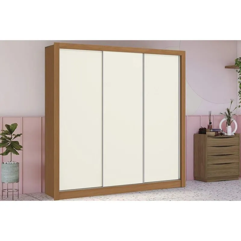 Guarda Roupa 3 Portas de Correr e 2 Gavetas M570 Flex Canela/Canela ou Off White - Kappesberg