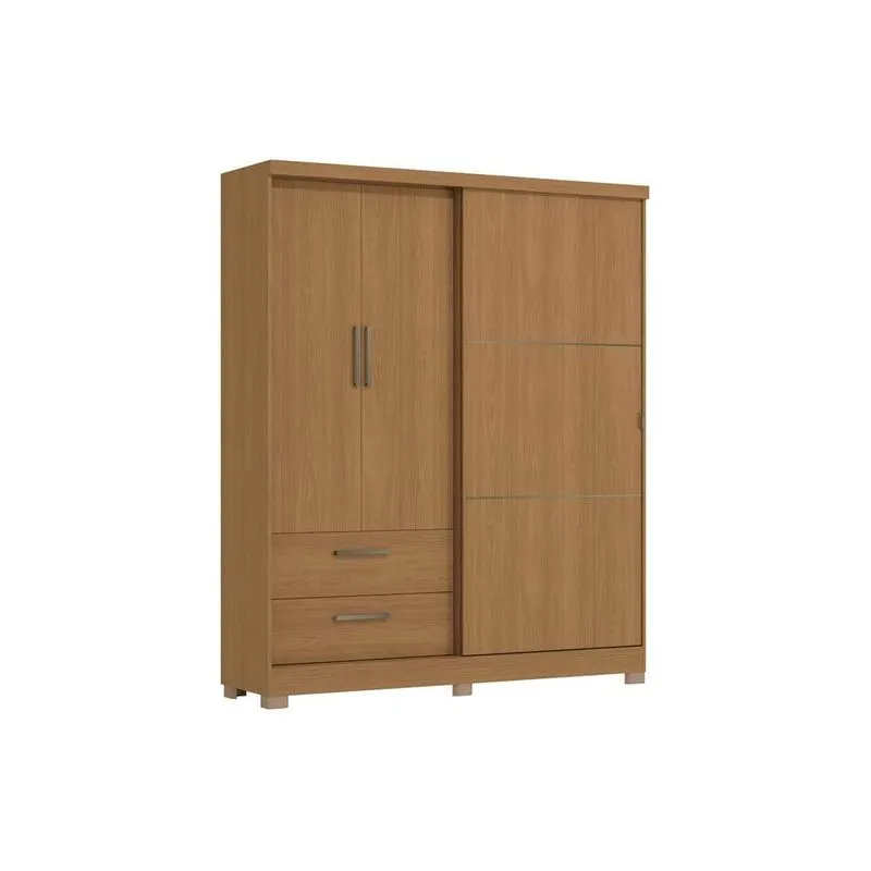 Guarda Roupa 3 Portas (1 de Correr) e 2 Gavetas C533 Canela - Kappesberg