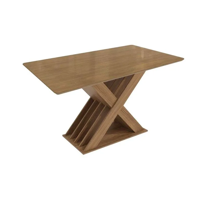 Mesa de Sala Jantar Graviola c/Tampo Madeirado c/ Vidro 90x160cm Nogueira/Vidro Nogueira - Kappesberg