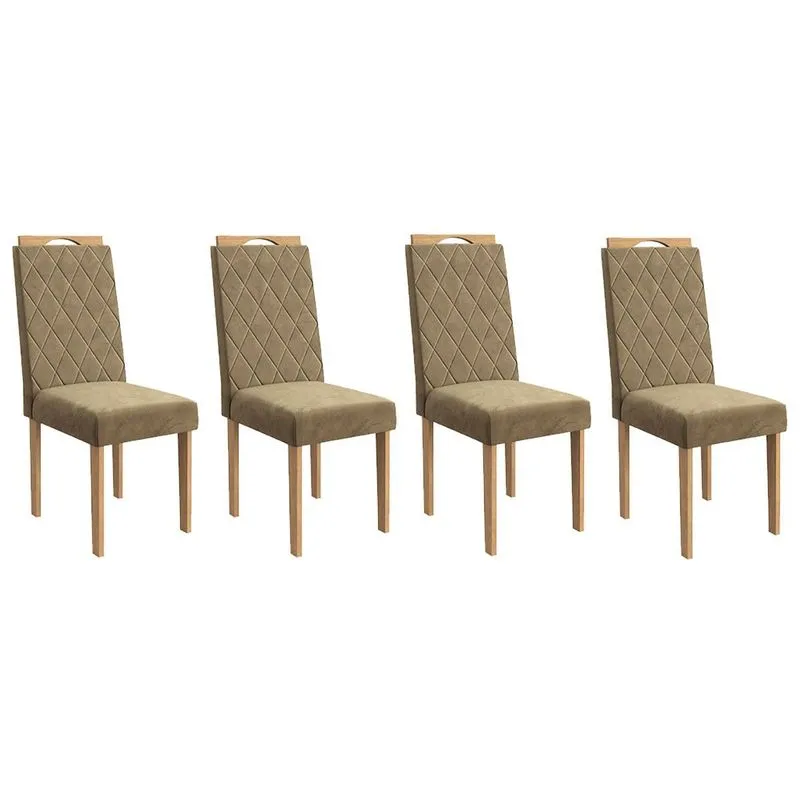 Cadeira Sala de Jantar Camélia 2CAD153 Madeirado Kit 4 Un Carvalho/Suede Bege - Kappesberg