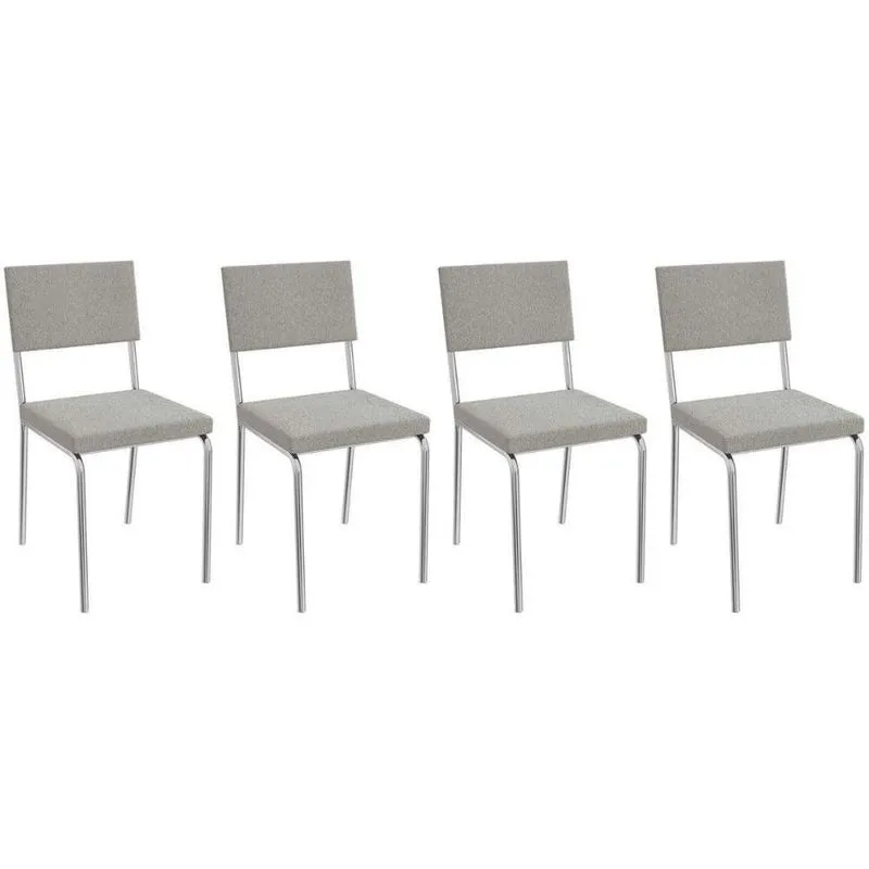 Kit 4 Cadeiras De Cozinha Zaria 2c128 4 Un Cromada Boucle Cinza