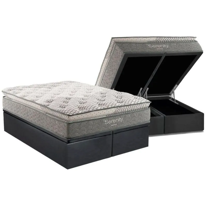 Cama Box Baú Queen: Colchão Molas Masterpocket Ensacadas Kappesberg Serenity + Base Crc Suede Gray (158x198)