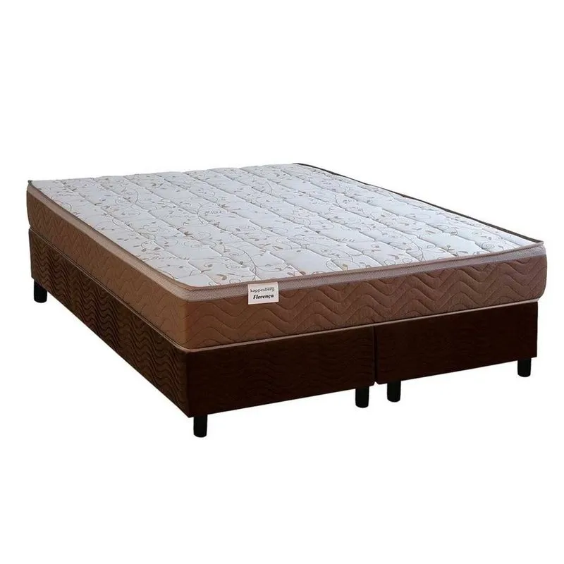 Cama Box Queen: Colchão Molas MasterPocket Ensacadas Kappesberg Florença CMP09 + Base crc Suede Brown (158x198)