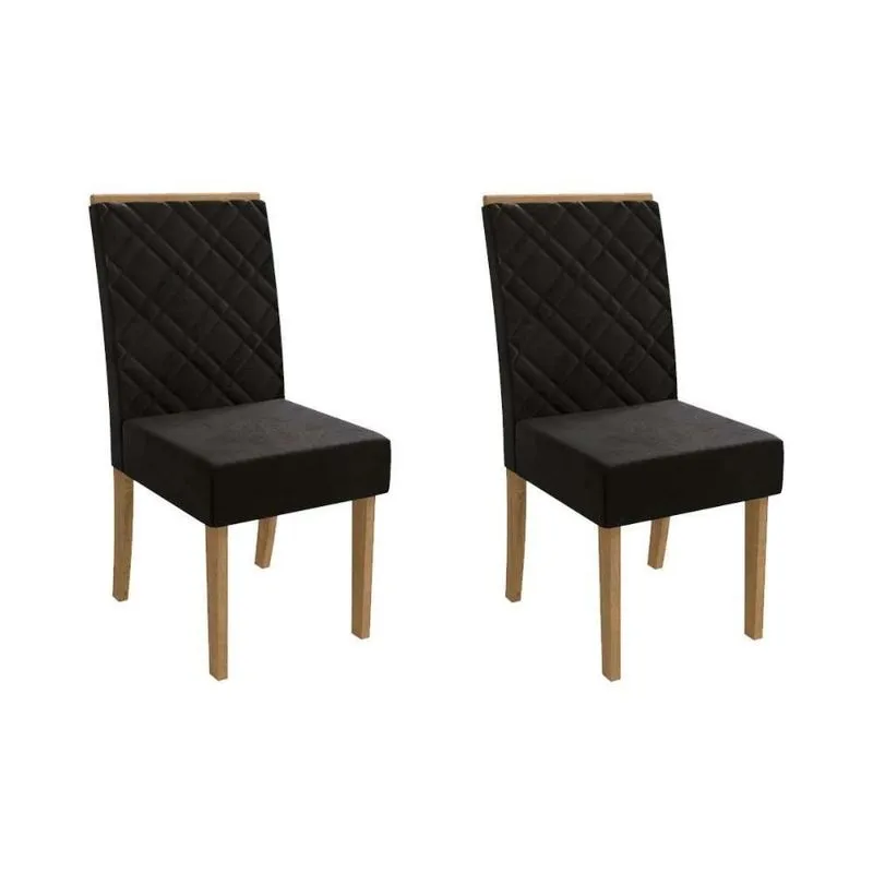 Kit 2 Cadeiras De Cozinha 2cad149 2 Un Canela Suede Preto