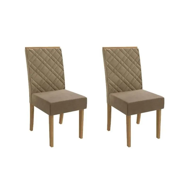 Kit 2 Cadeiras De Cozinha 2cad149 2 Un Canela Suede Bege