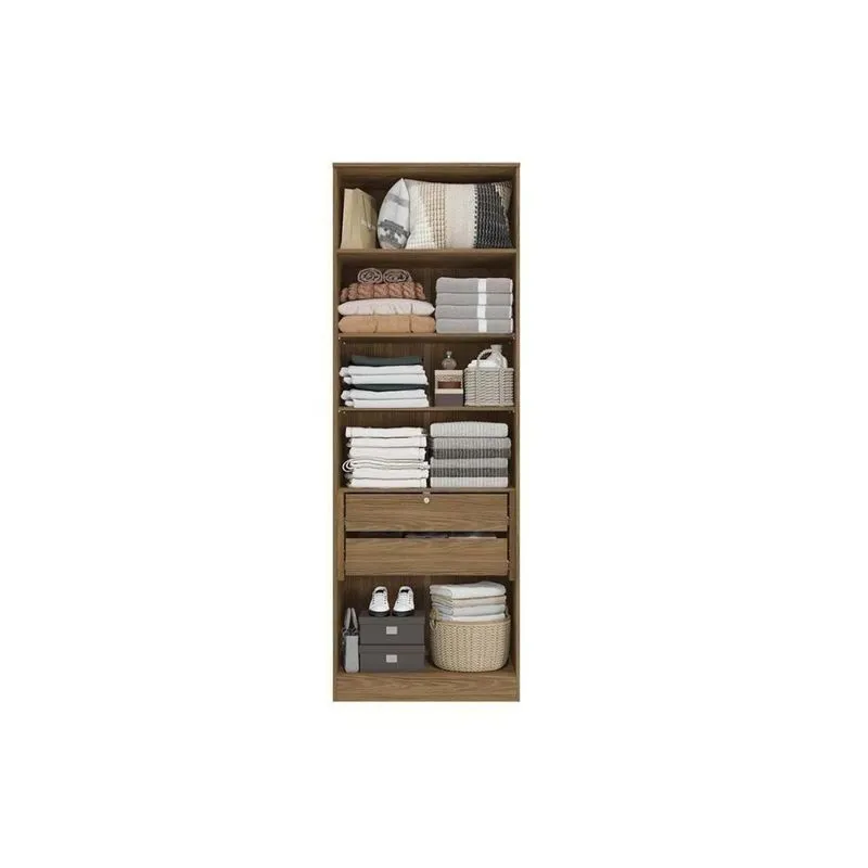 Guarda Roupa Closet Solteiro Aberto Arm80amdp Adapt C- 2 Gavetas S- Portas 230x80cm Nogueira - Kappesberg