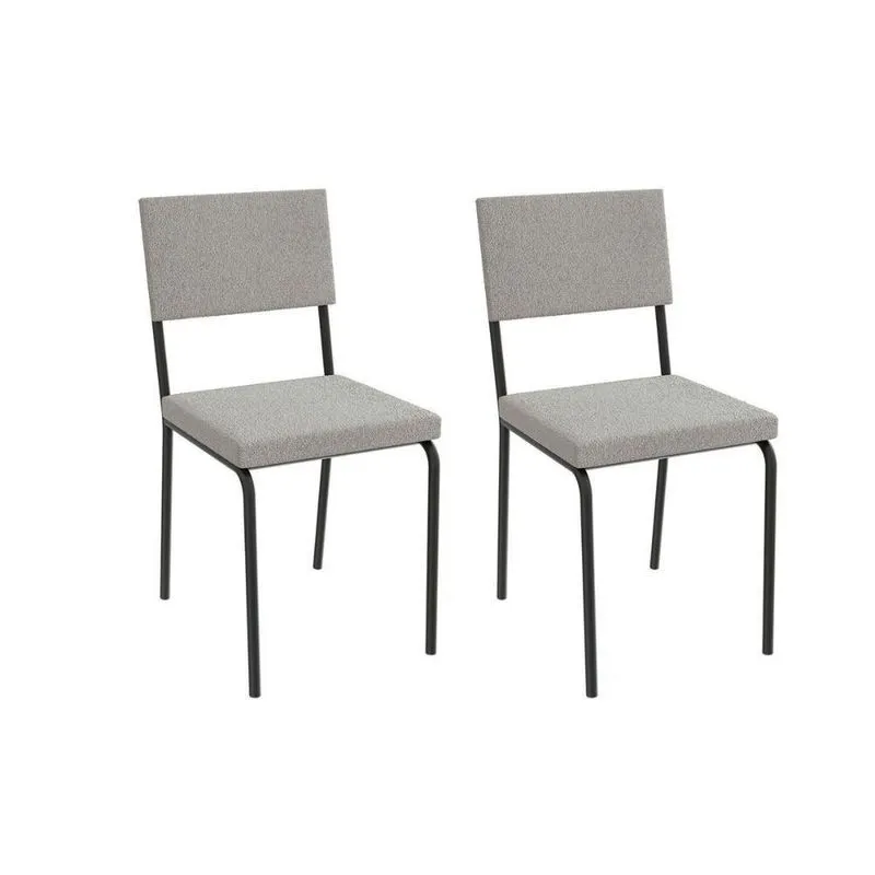 Kit 2 Cadeiras De Cozinha Zaria 2c128 Aço 2 Uni Preto Bouclê Cinza