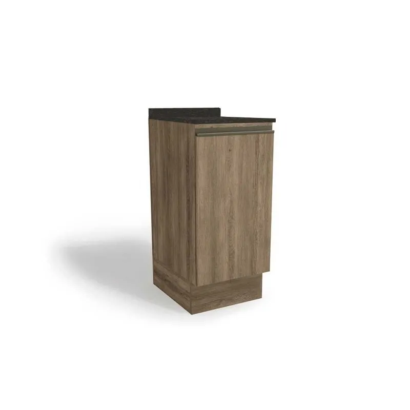 Cozinha Modulada Kappesberg Maxxi Nicho G741 c/ Tampo 40cm Nogal/Preto Brilho-Kappesberg