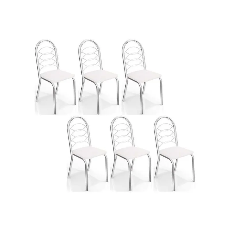 Kit 6 Cadeiras De Cozinha Holanda C009 6 Un Cromada Branco 106