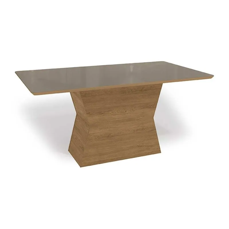 Mesa Multiuso Cozinha Tilia c/ Tampo Madeirado c/ Vidro 160x90cm Freijo/Bronze - Kappesberg